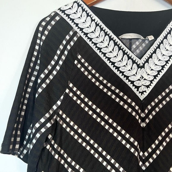 Soft Surroundings Embroidered Floral Plaid Checkered Top Blouse Sz S - Picture 2 of 5